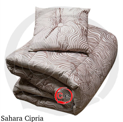 Trapunta/Piumone Sahara in velluto con cuscino in coordinato