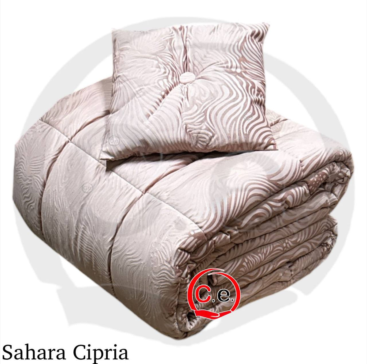 Trapunta/Piumone Sahara in velluto con cuscino in coordinato