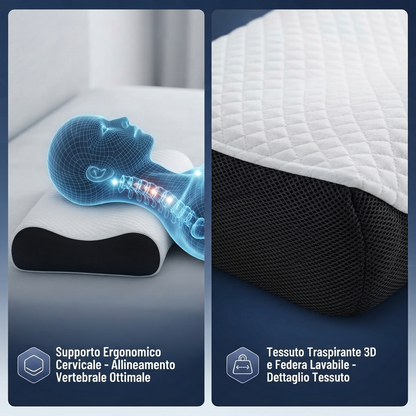 Guanciale in Memory Foam "Ali Relax" – Il Tuo Alleato per un Riposo Rigenerante Risvegliati ogni mattina senza tensioni.