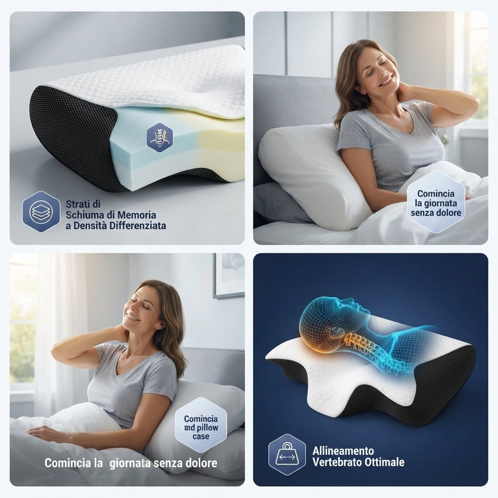 Guanciale in Memory Foam "Ali Relax" – Il Tuo Alleato per un Riposo Rigenerante Risvegliati ogni mattina senza tensioni.