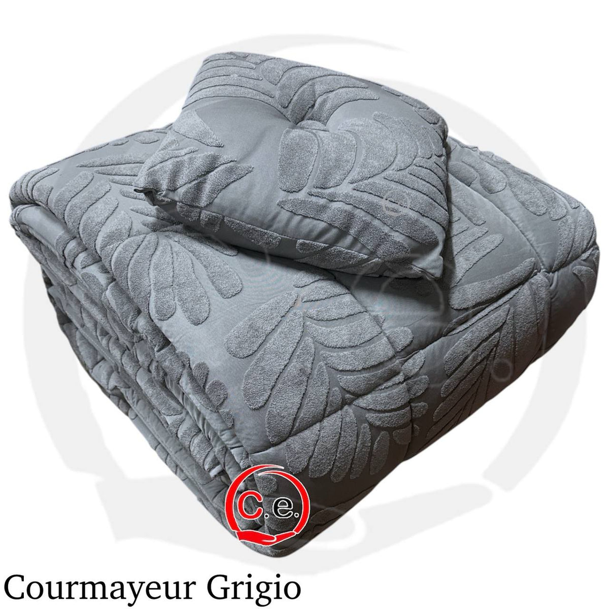 Trapunta/Piumone Courmayeur in velluto con cuscino in coordinato