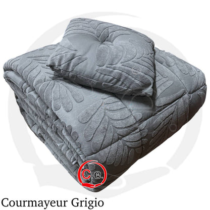 Trapunta/Piumone Courmayeur in velluto con cuscino in coordinato