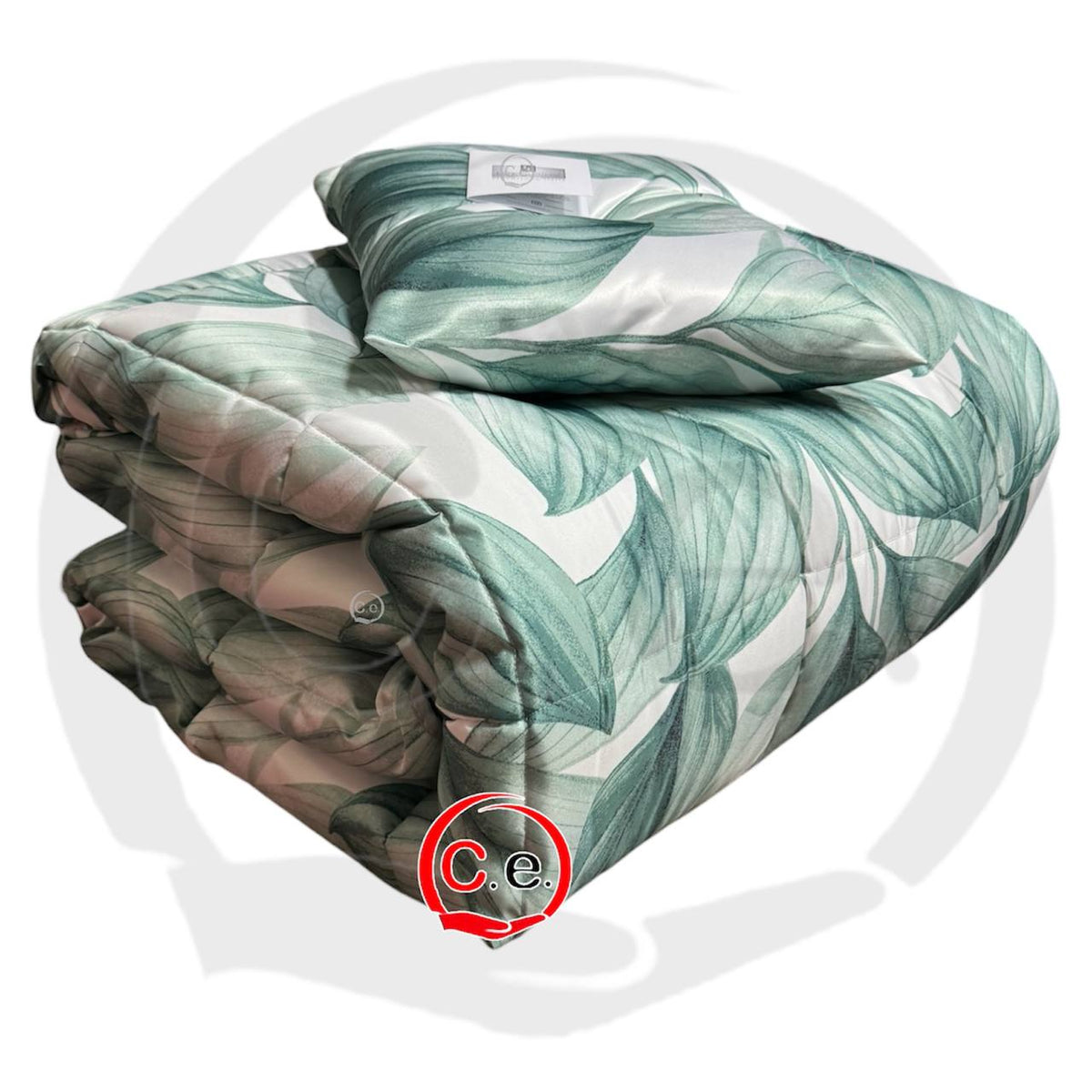 Trapunta/Piumone Botanic in finissimo raso satin con cuscino in coordinato