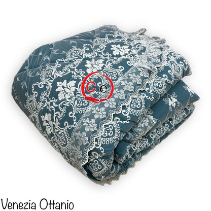 Trapunta/Piumone Venezia Coconuda ricamata con pizzo rebrodè 2 cuscini arredo coordinati