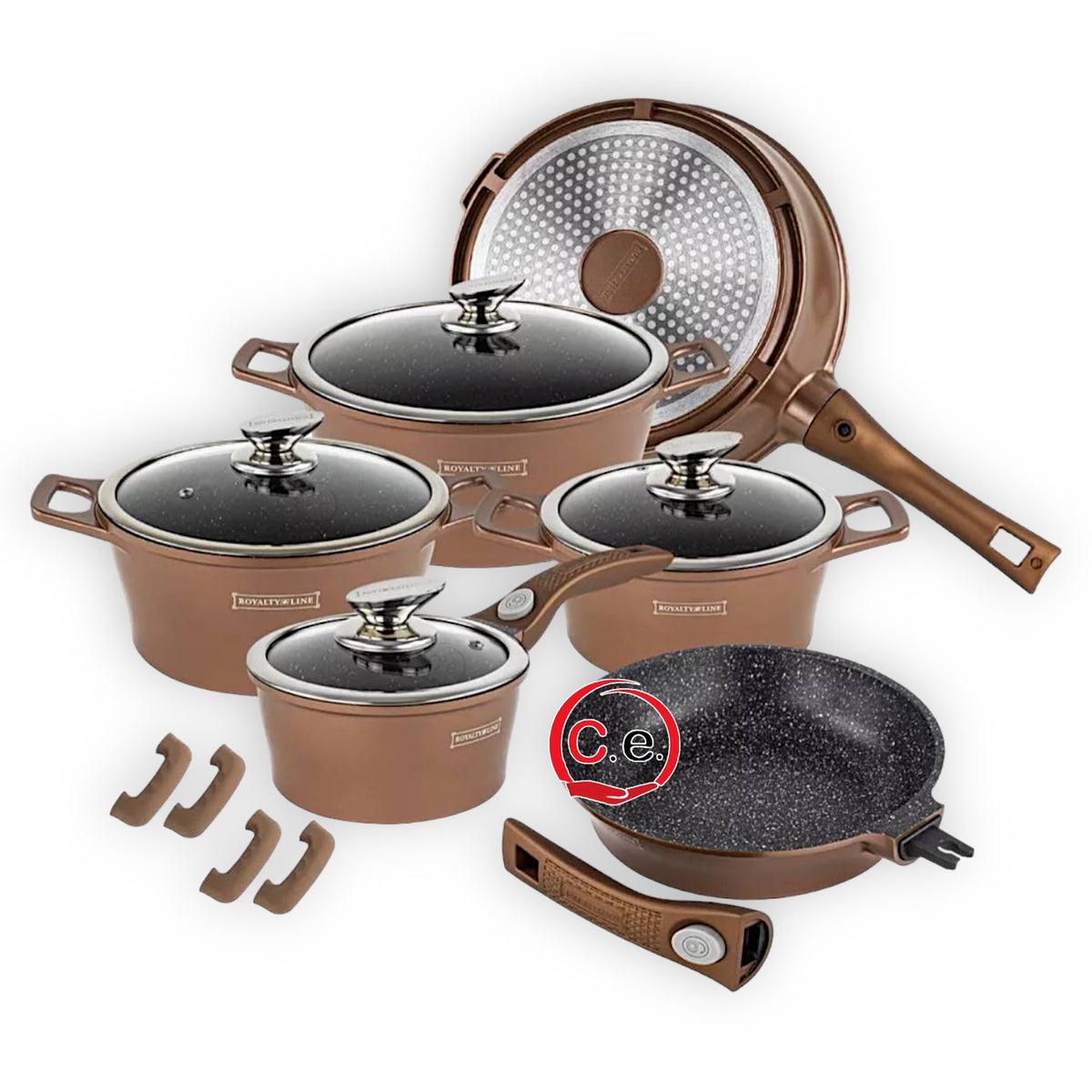 Batteria Di Pentole BRA Life 9 Pezzi - Antiaderente Ceramico Senza PFOA/PTFE, Alluminio Riciclato, Adatta Anche A Induzione