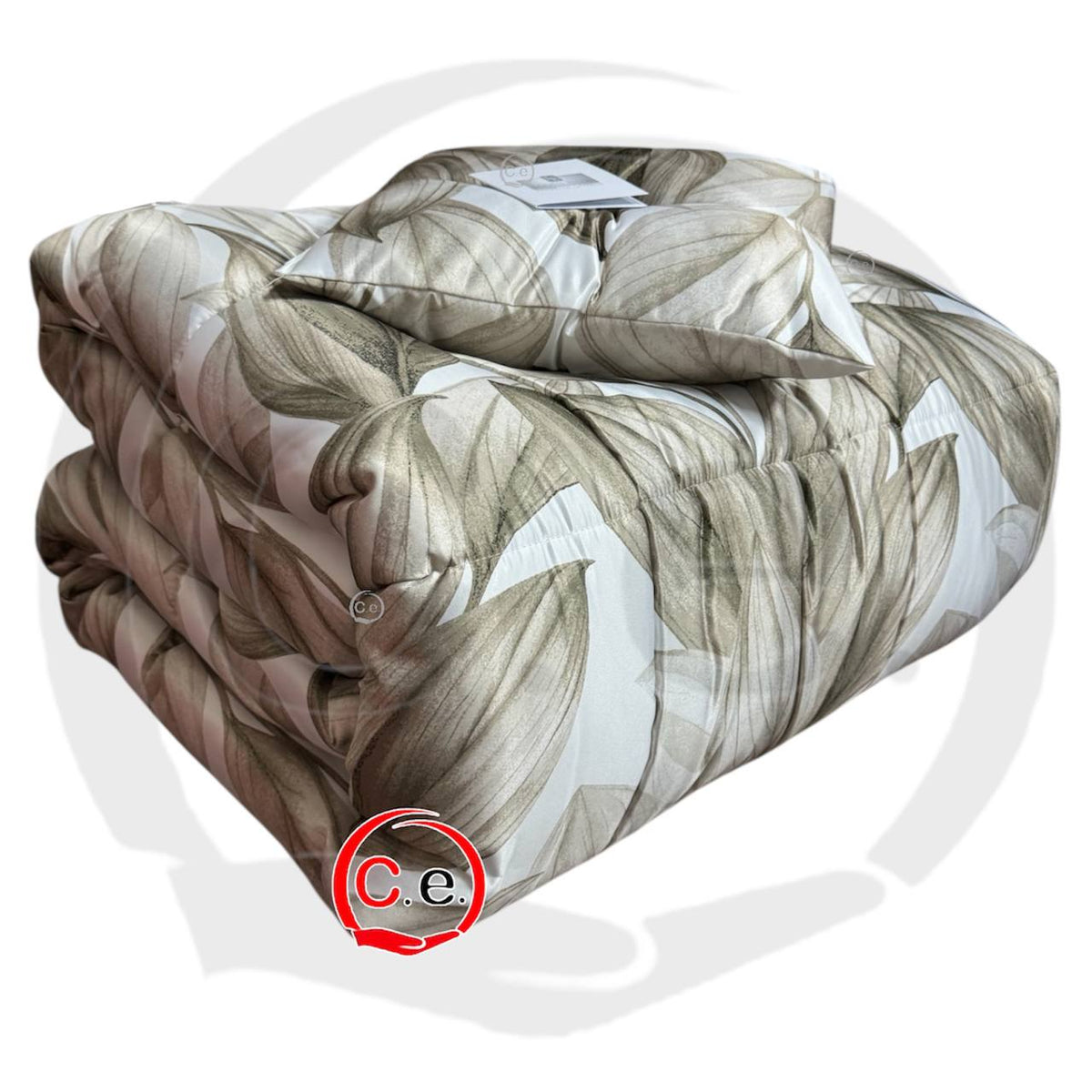Trapunta/Piumone Botanic in finissimo raso satin con cuscino in coordinato
