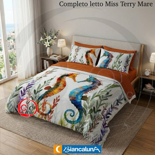 Lenzuola copriletto BiancaLuna Miss Terry Mare