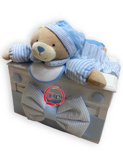 Cesto grande porta pigiama  Neonato 👶🏼 in legno fatto a mano con peluche