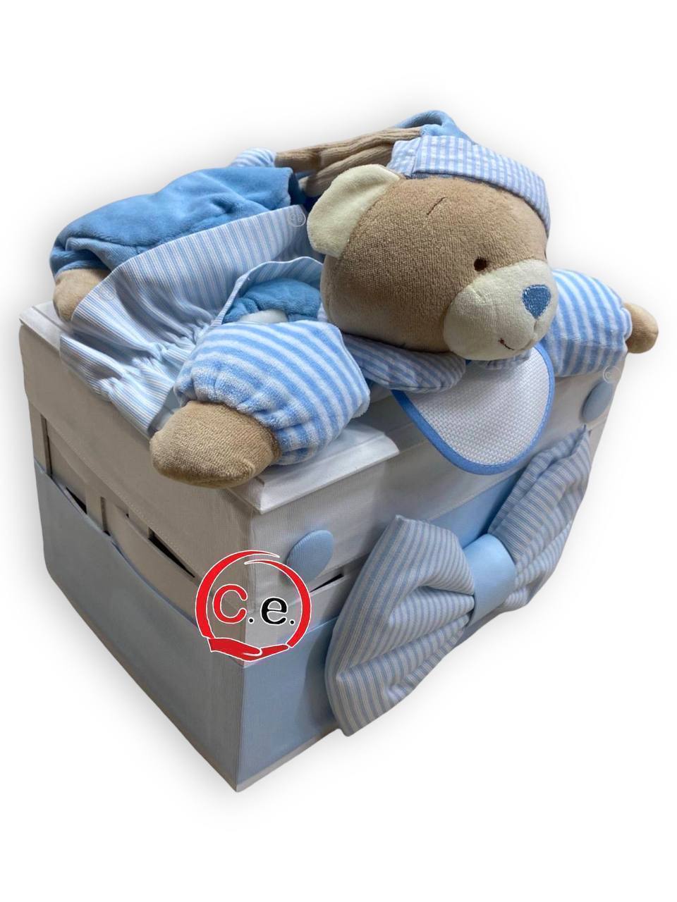 Cesto grande porta pigiama  Neonato 👶🏼 in legno fatto a mano con peluche