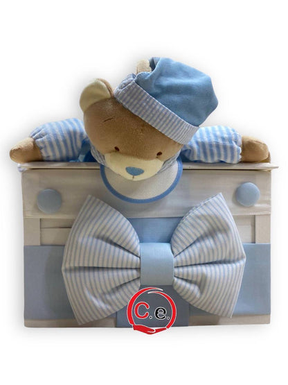 Cesto grande porta pigiama  Neonato 👶🏼 in legno fatto a mano con peluche