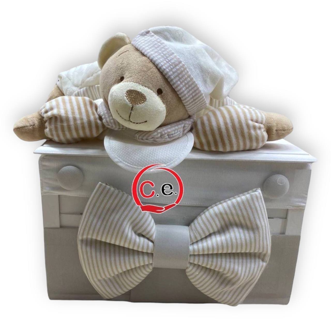 Cesto grande porta pigiama  Neonato 👶🏼 in legno fatto a mano con peluche