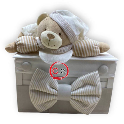Cesto grande porta pigiama  Neonato 👶🏼 in legno fatto a mano con peluche