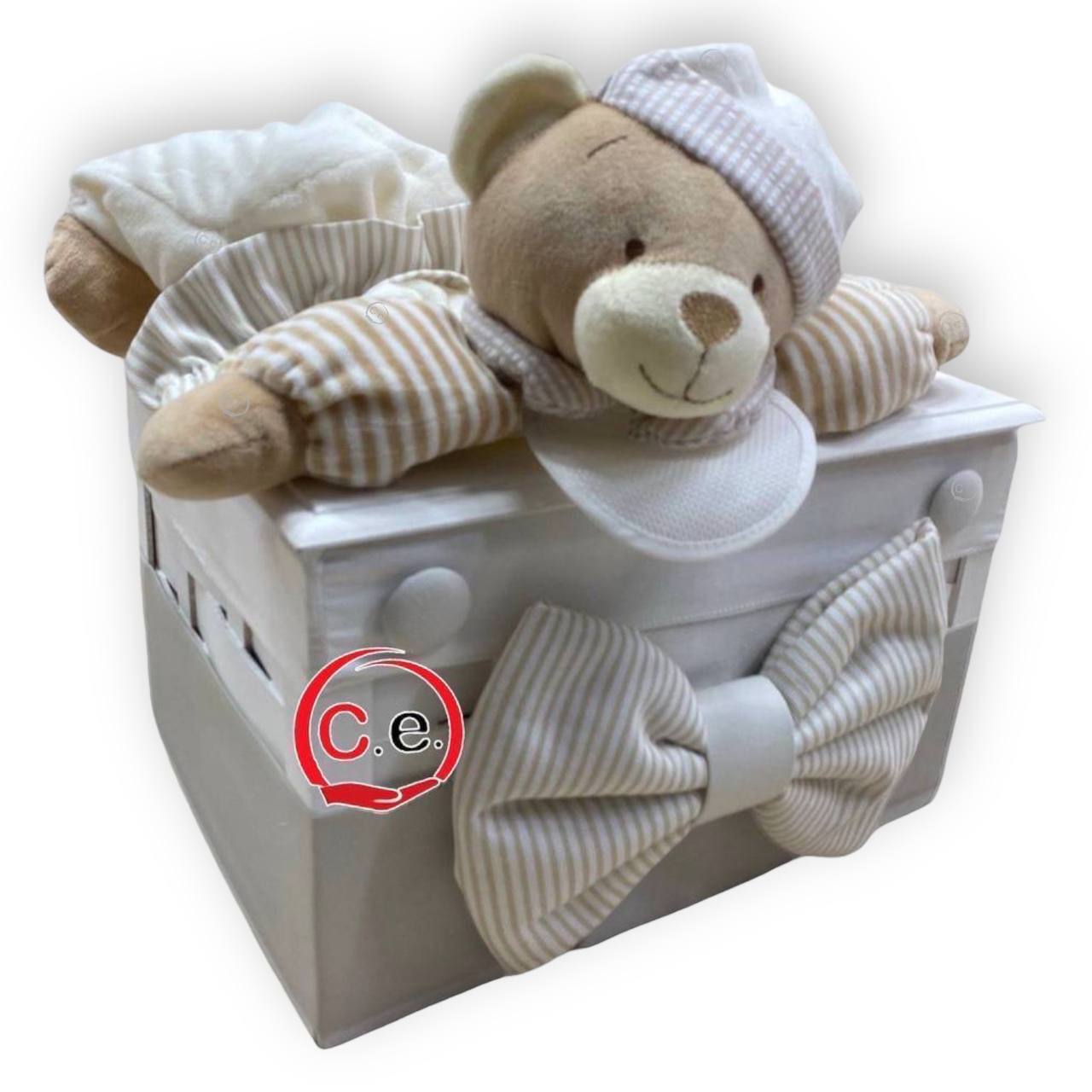 Cesto grande porta pigiama  Neonato 👶🏼 in legno fatto a mano con peluche