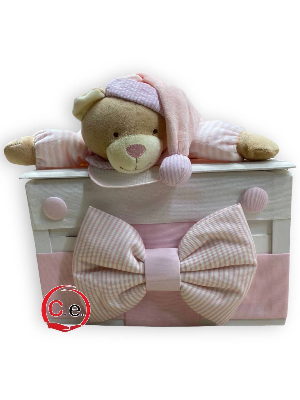 Cesto grande porta pigiama  Neonato 👶🏼 in legno fatto a mano con peluche