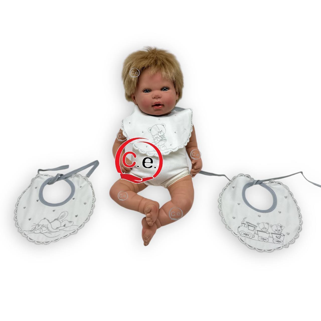 Tris bavette in cotone ricamate🧵 con smerlo