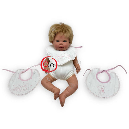 Tris bavette in cotone ricamate🧵 con smerlo