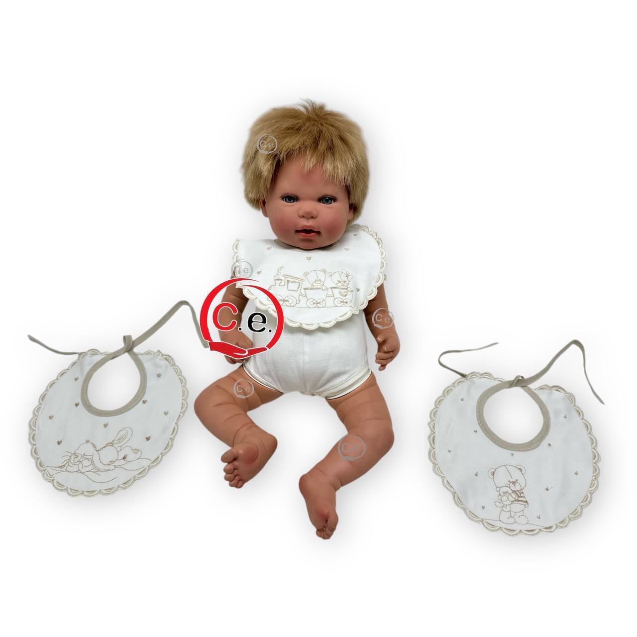 Tris bavette in cotone ricamate🧵 con smerlo