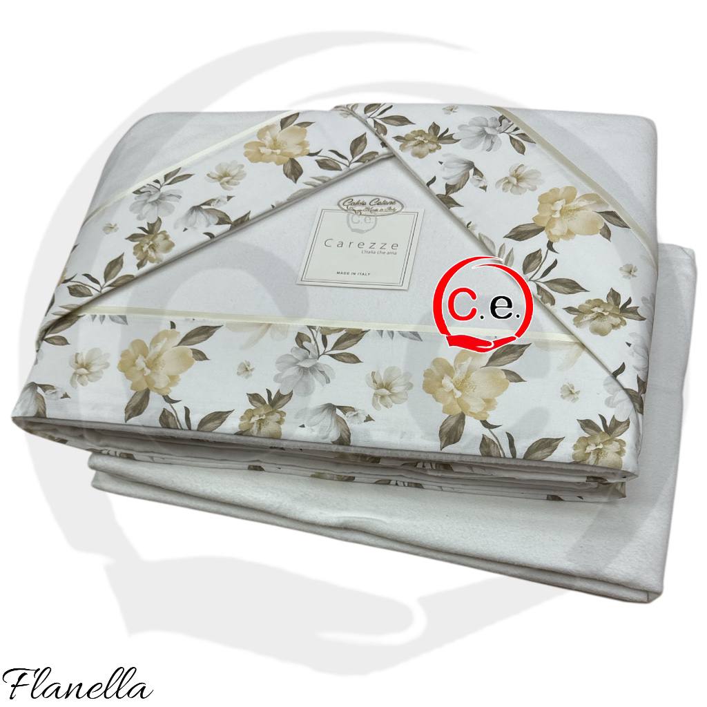 Completo lenzuola Fiordaliso in Caldo Cotone con fascia digitale con stampa in alta definizione
