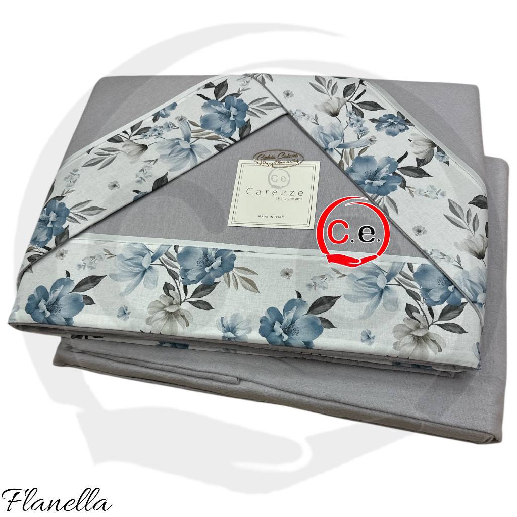 Completo lenzuola Fiordaliso in Caldo Cotone con fascia digitale con stampa in alta definizione