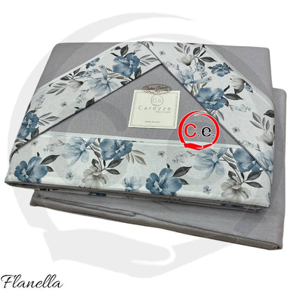 Completo lenzuola Fiordaliso in Caldo Cotone con fascia digitale con stampa in alta definizione