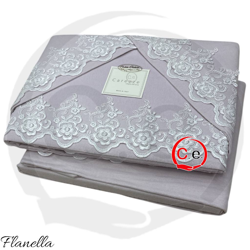 Completo lenzuola Krizia in Caldo Cotone con pizzo in rebrodè