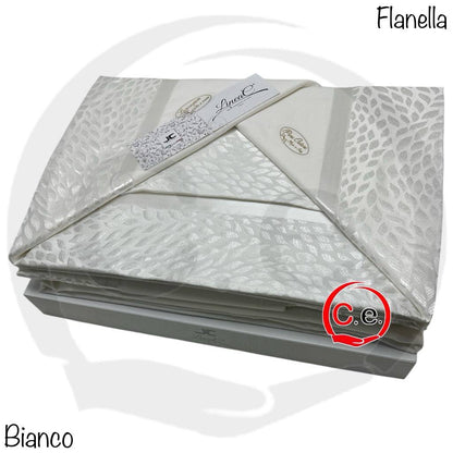 Completo lenzuola Vanessa in Caldo Cotone con fascia in raso jaquard