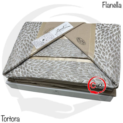 Completo lenzuola Vanessa in Caldo Cotone con fascia in raso jaquard