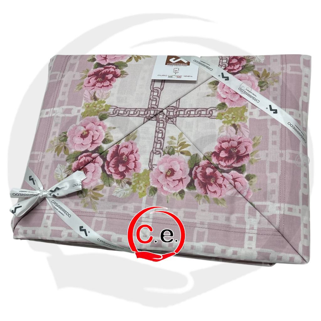 Completo lenzuola Casarredo Chain of Roses matrimoniale stampato in puro cotone