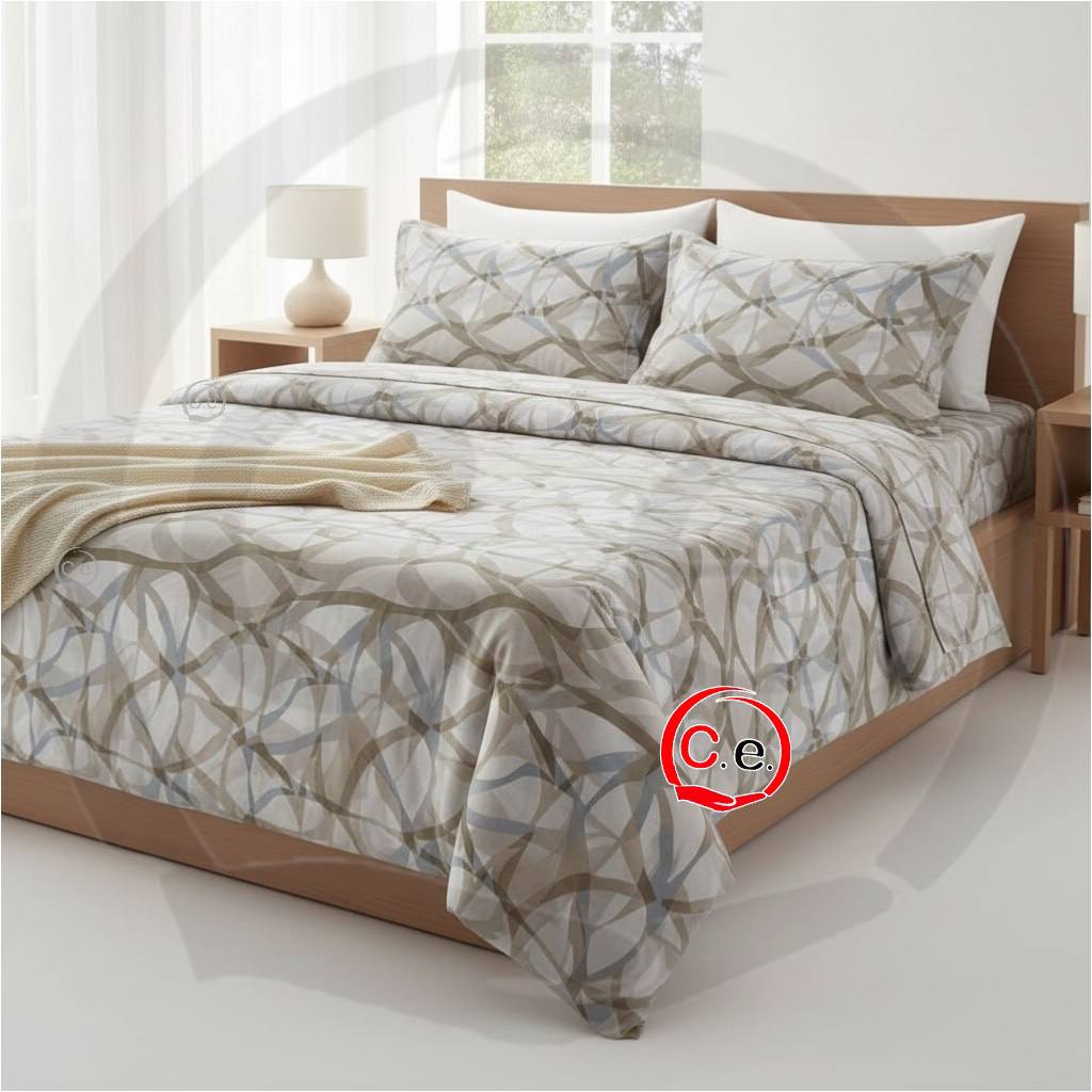 Completo lenzuola Casarredo Onda matrimoniale stampato in puro cotone