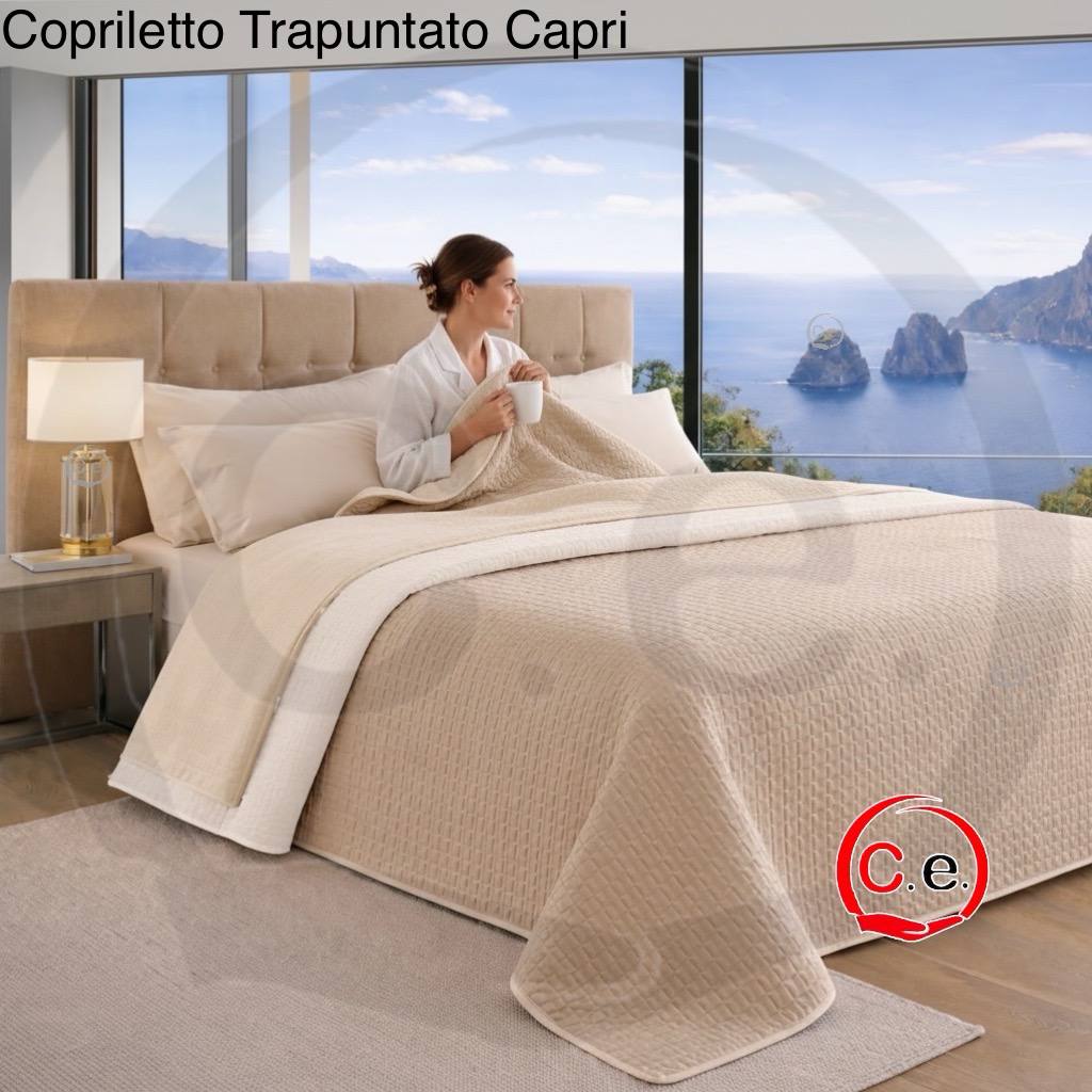 Copriletto trapuntato Capri double-face