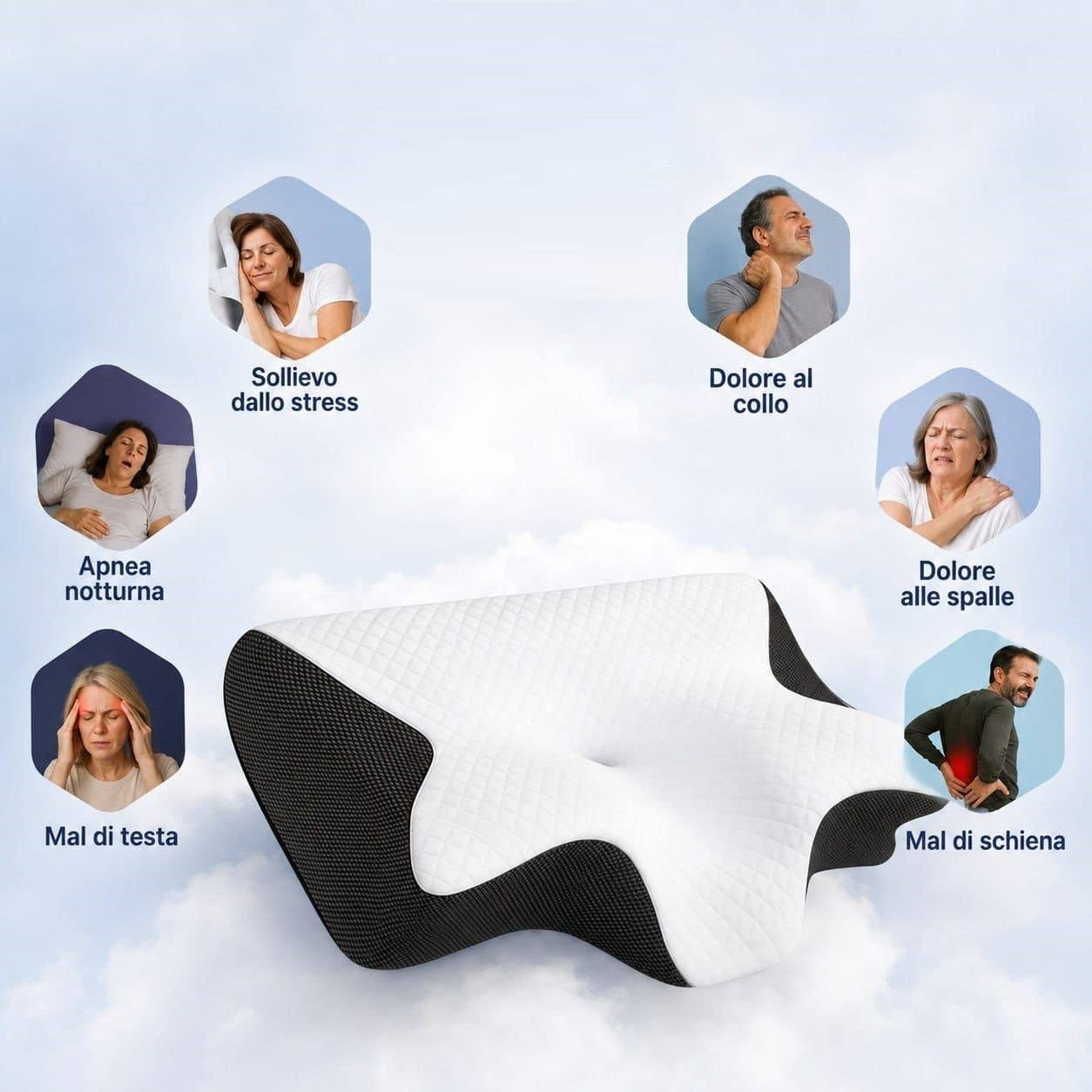 Guanciale in Memory Foam "Ali Relax" – Il Tuo Alleato per un Riposo Rigenerante Risvegliati ogni mattina senza tensioni.
