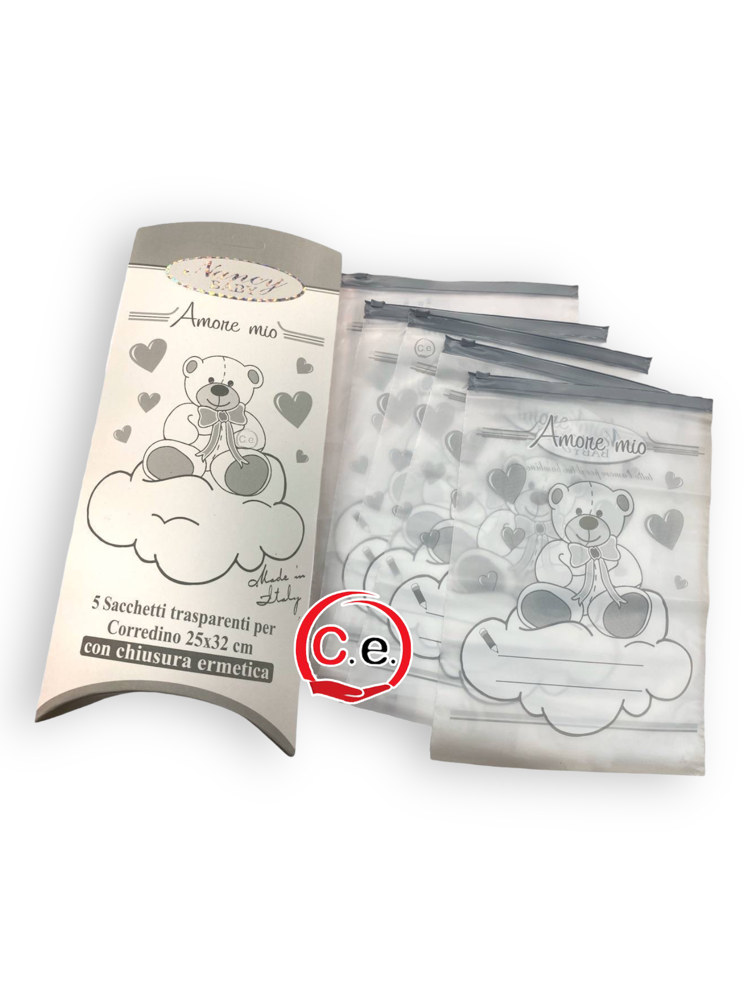 Sacchetti trasparenti 5pz NancyBaby per Corredino misura 25x32cm con  chiusura ermetica
